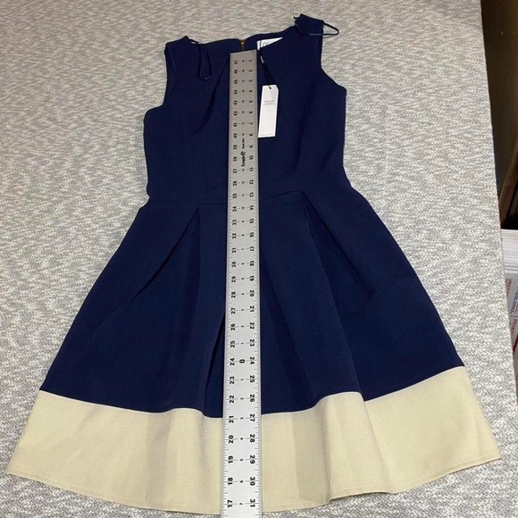 Navy blue Closet London dress with cream trim women Size 6 New with tag. SKU818 - Picture 3 of 7